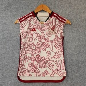 Adidas Mexico 22 Away Jersey Youth Girls XS Maroon White Upcycled Aztec Stadium